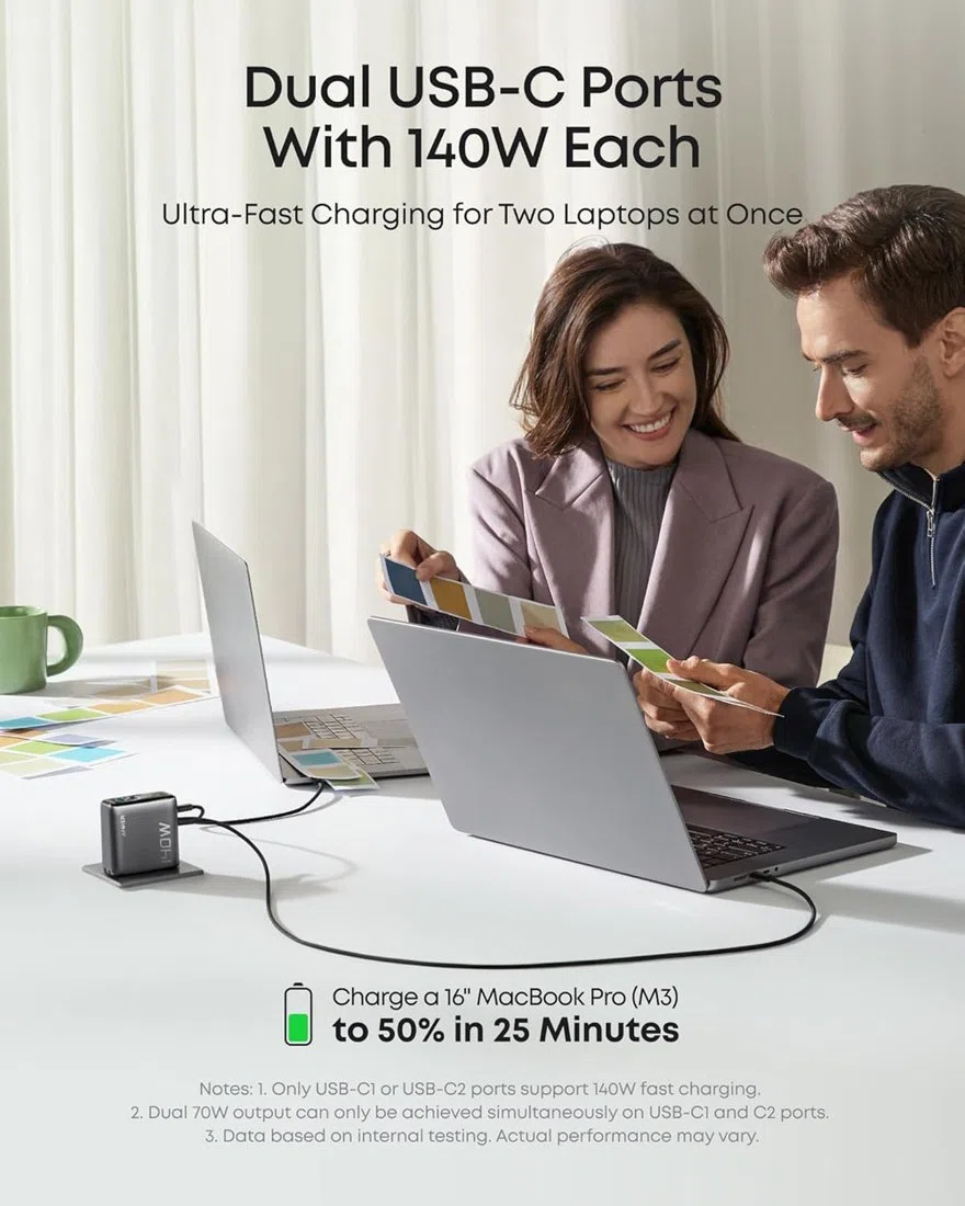 Anker Charger (140W, 4-Port, PD 3.1) with USB-C Cable view 3
