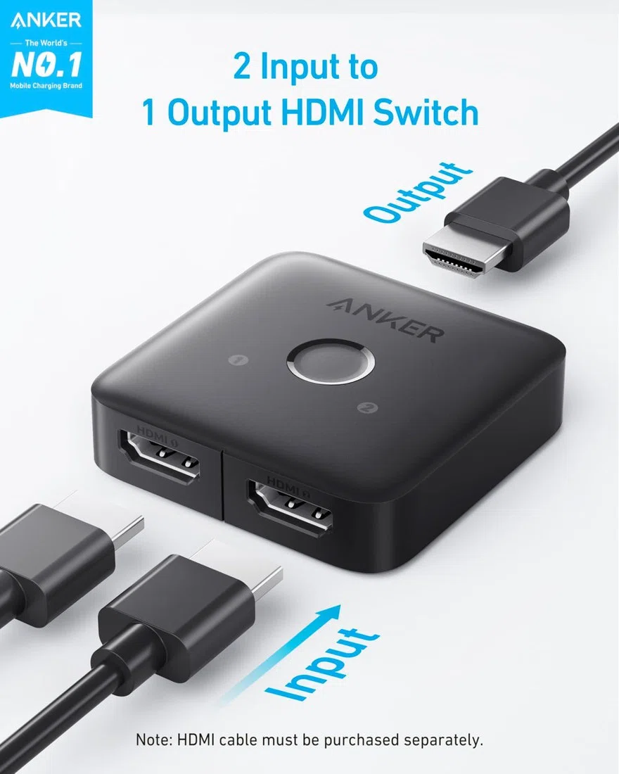 Anker HDMI Switch (2 in 1 Out, 4K HDMI) view 2