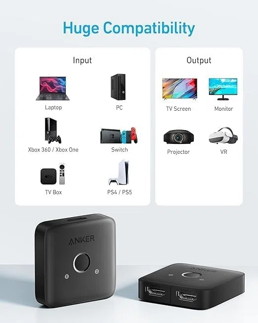 Anker HDMI Switch (2 in 1 Out, 4K HDMI) view 5