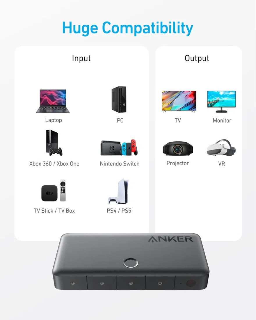 Anker HDMI Switch (4 in 1 Out, 4K HDMI) view 6