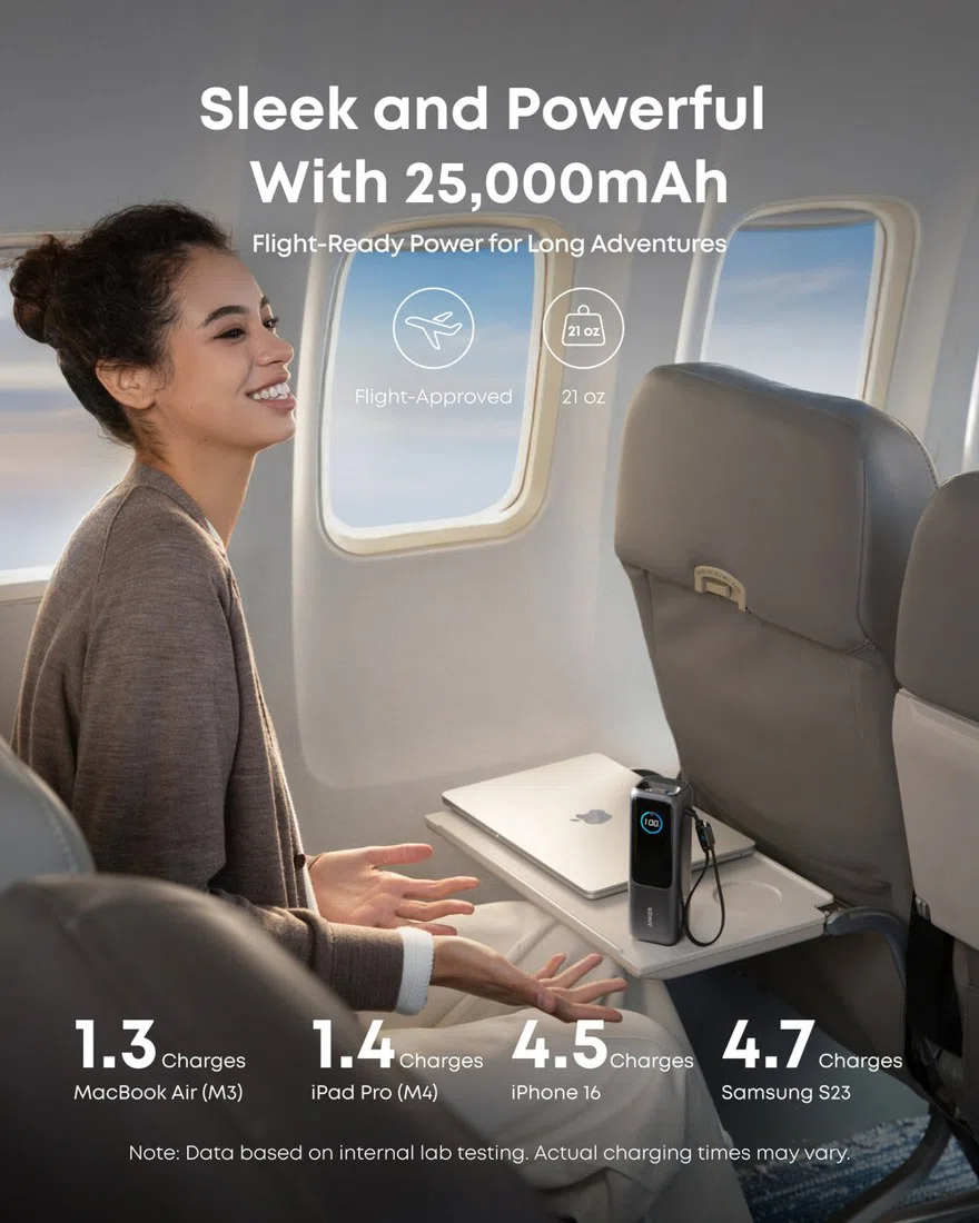 Anker Laptop Power Bank (25K, 165W, Built-In and Retractable Cables) view 4