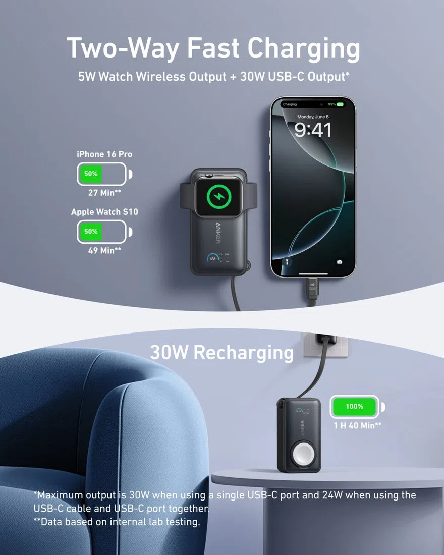 Anker MagGo Power Bank (10K, 35W, For Apple Watch) view 3