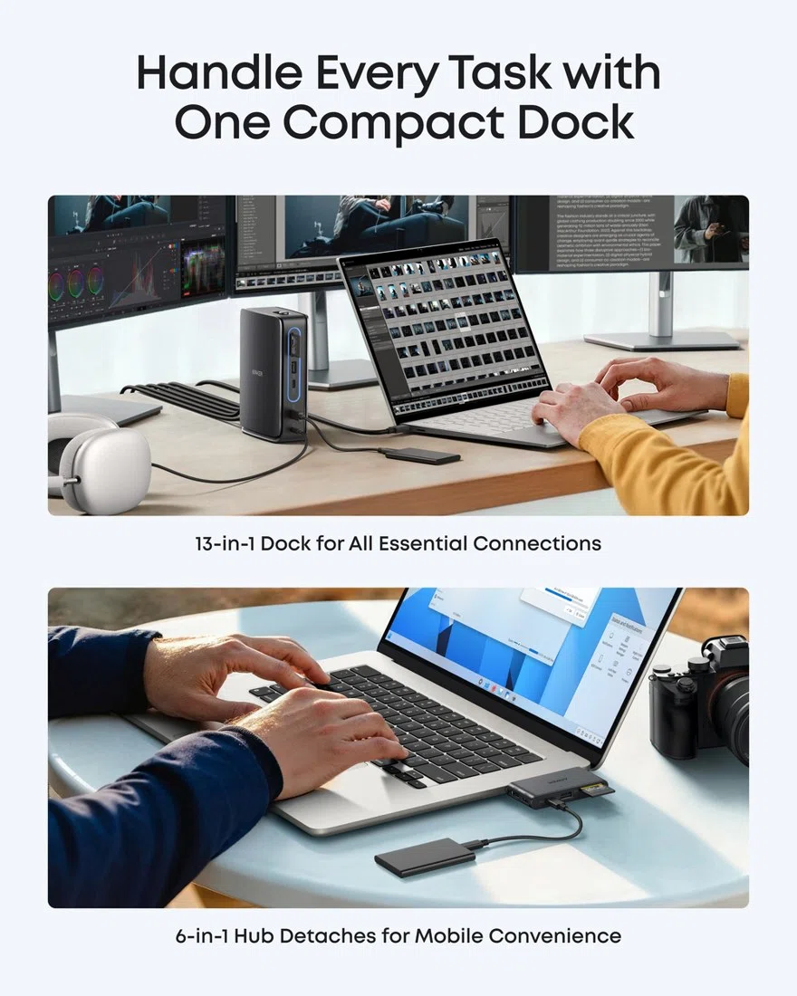 Anker Nano Docking Station (13-in-1, Triple Display, Built-In Removable Hub) view 3