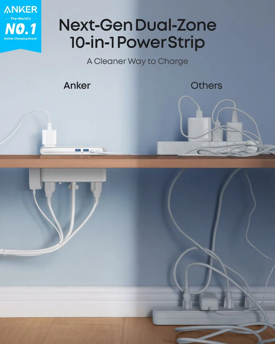 Anker Nano Power Strip (10-in-1, 70W, Clamp) view 2
