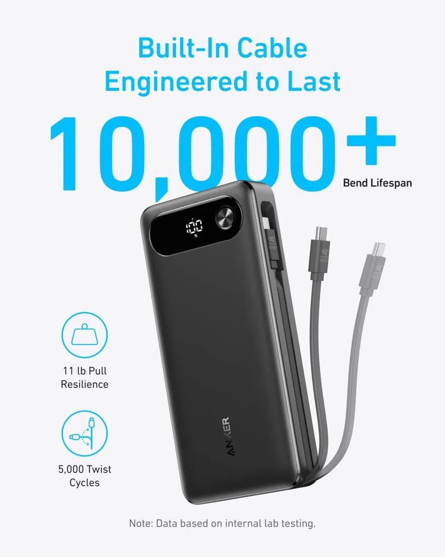 Anker Power Bank (20K, 87W, Built-In USB-C Cable) view 5