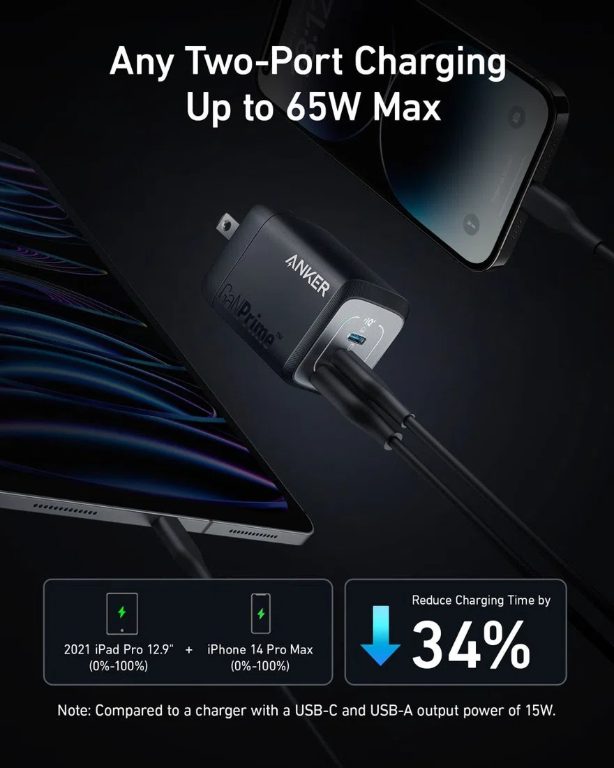 Anker Prime 67W GaN Wall Charger (3 Ports) view 3