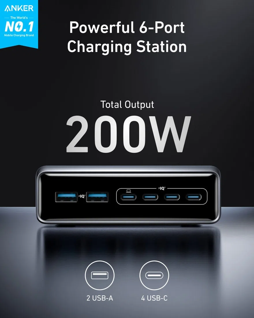Anker Prime Charger (200W, 6 Ports, GaN) view 2