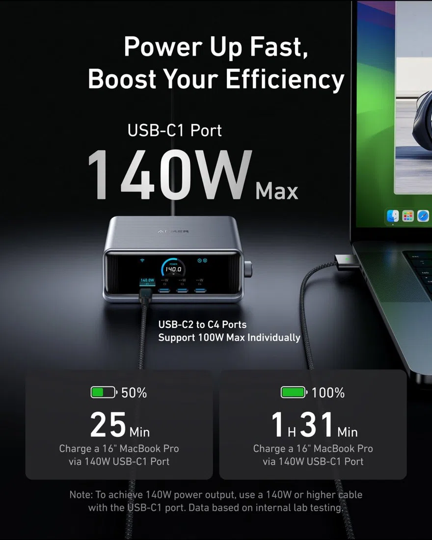 Anker Prime Charger (250W, 6 Ports, GaNPrime) view 3