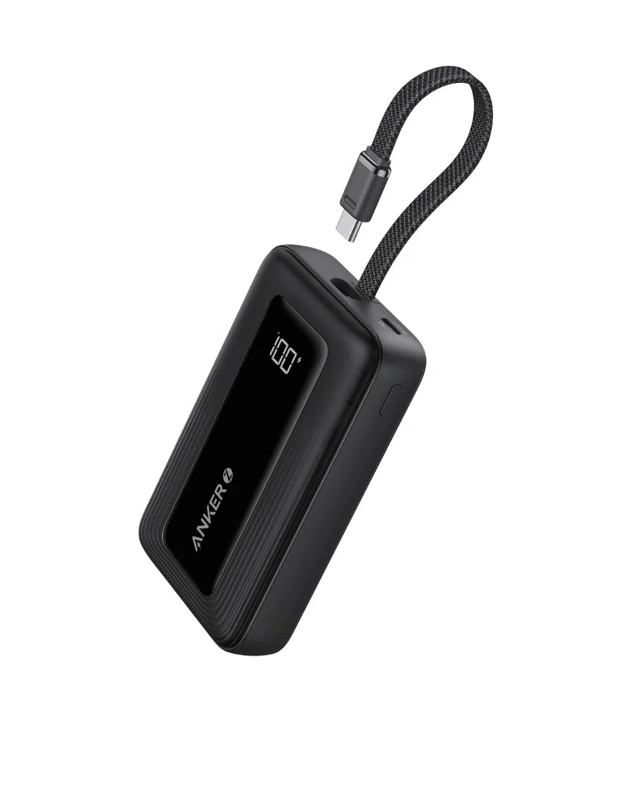 Anker Zolo Power Bank (10K, 30W) with a 5.4-inch (13.7 cm) built-in USB-C cable.