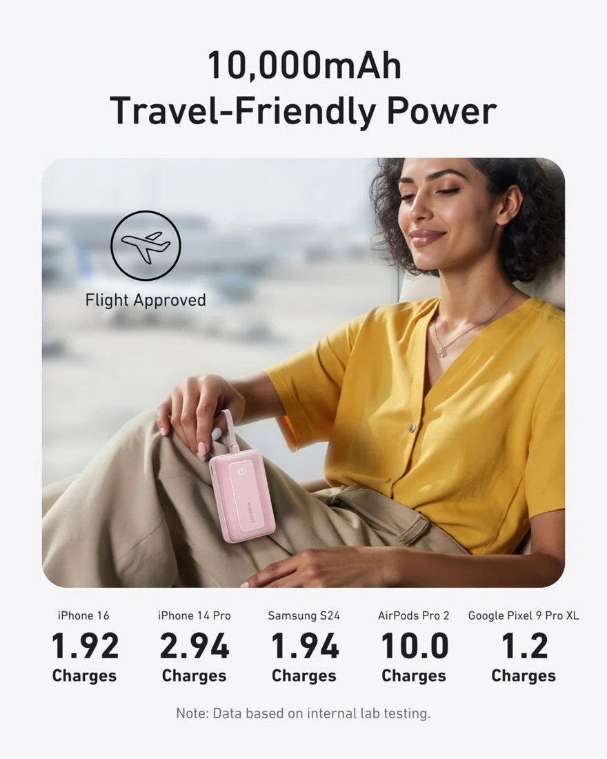 Anker Zolo Power Bank (10K, 30W) with a 5.4-inch (13.7 cm) built-in USB-C cable. view 6
