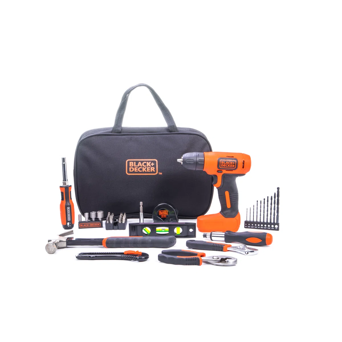 BLACK+DECKER 8V Drill & Home Tool Kit, 57 Piece