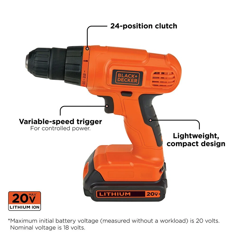 BLACK+DECKER BDCD120VA 20V MAX Drill Project Kit view 2