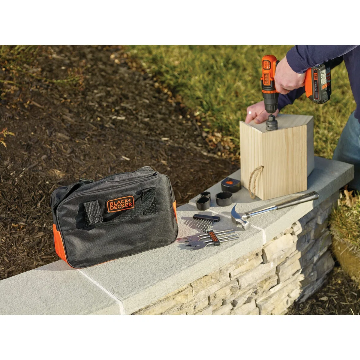 BLACK+DECKER 20V MAX POWERCONNECT Cordless Drill/Driver With 68-Piece Project Kit and Tool Bag, Battery and Charger Included view 2
